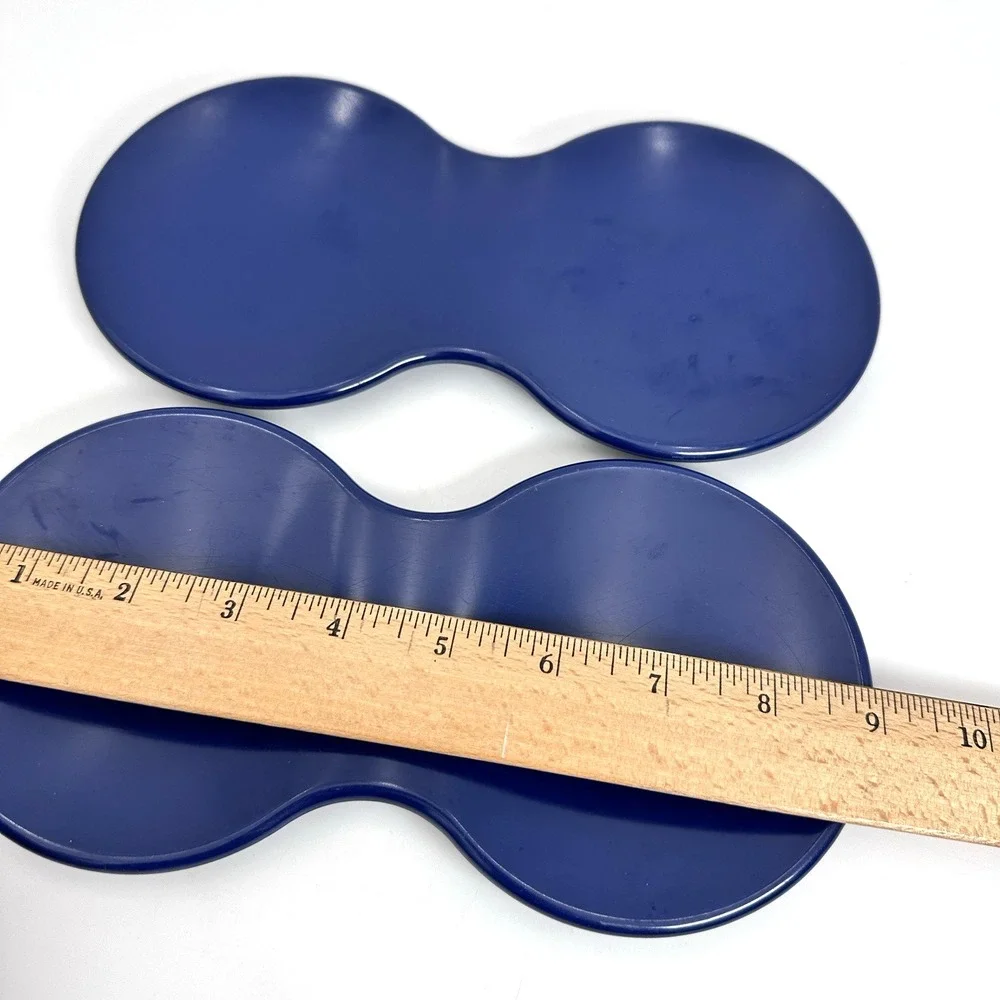 Tupperware 2 Spoon Rests 2 Round Trivets Blue White Green Kitchen Lot Melamine